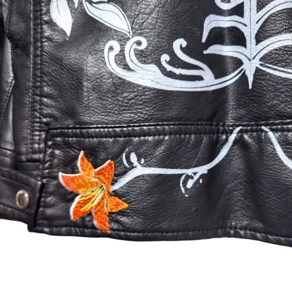 NEW Blank NYC Secret Keeper Faux Leather Embroidered Painted Jacket in Black - Picture 11 of 14